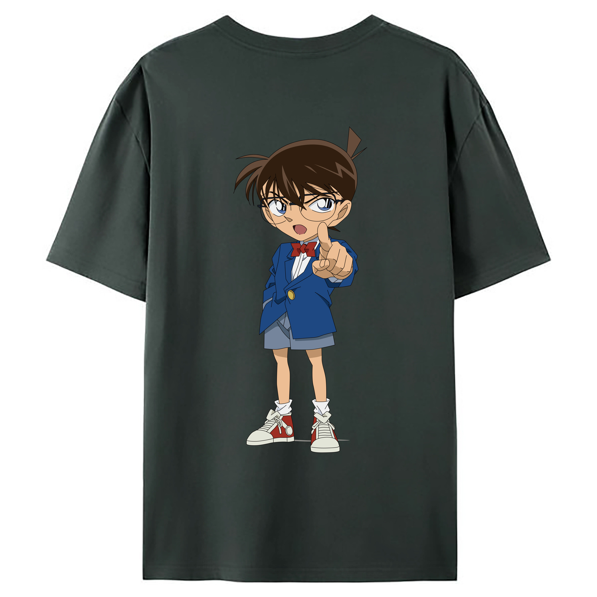 （画像用） 名探偵コナン 江戸川 コナン Detective Conan Conan Edogawa 綿100％ メンズ半袖Tシャツ（バックプリント） 通気性